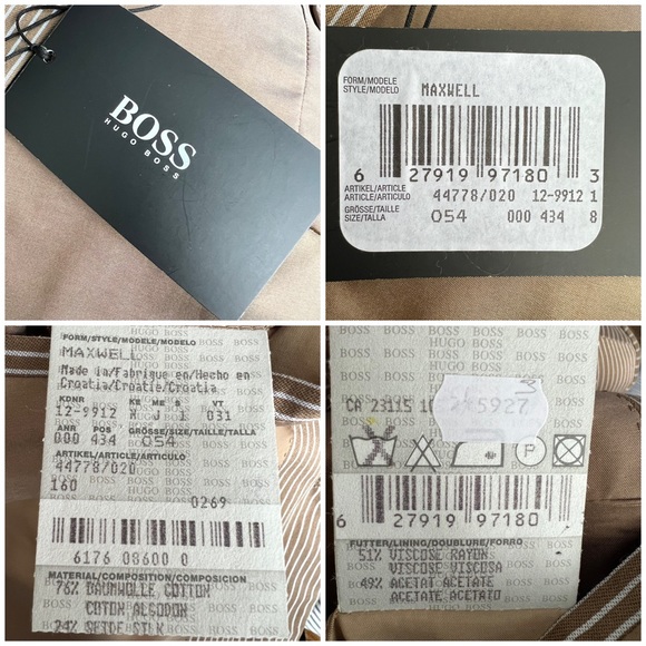 SOLD NWT vintage BOSS Hugo Boss cotton silk brown pinstripe oversized blazer XL - Picture 12 of 13